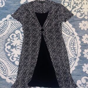 Black and white dress with crosshatch print